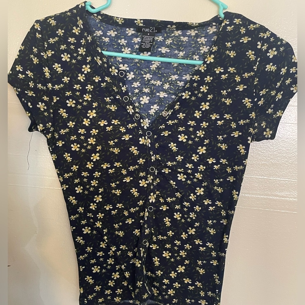 button up floral tee